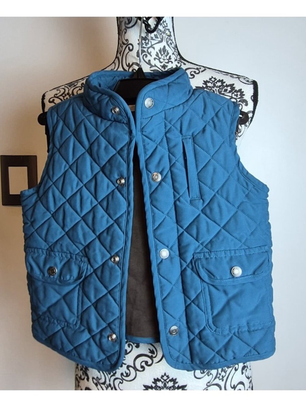 Janie and Jack Toddler Boys Quilted Vest 2T-3T Teal Blue Snap Front Pockets Fall
